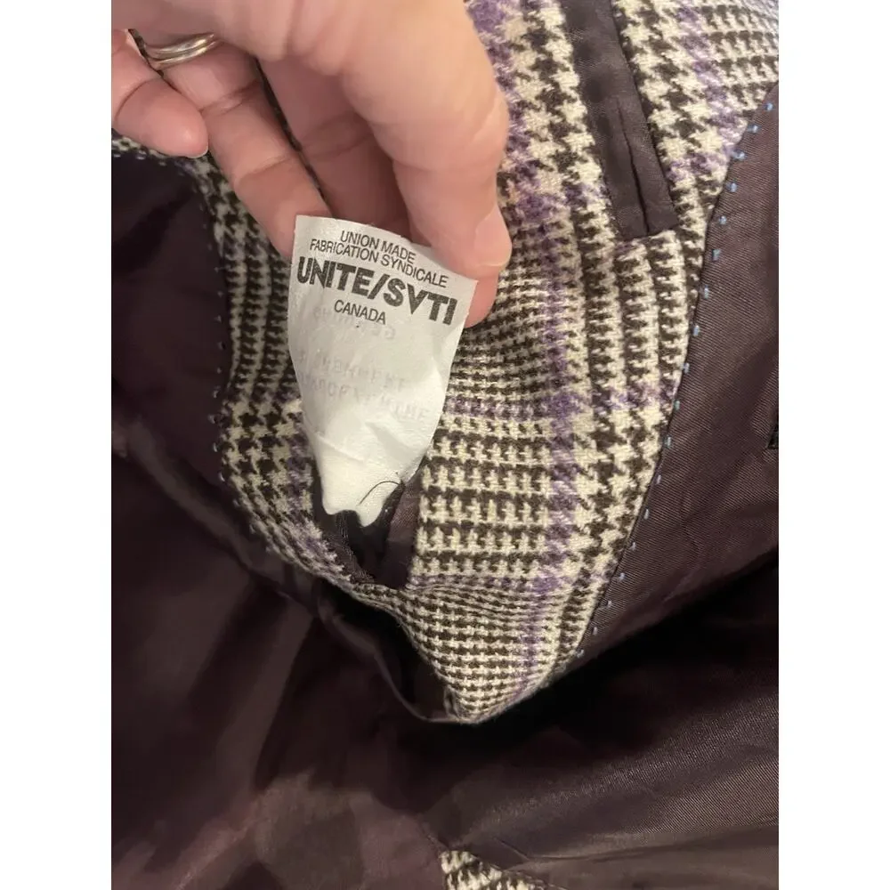 Peter Millar Tweed Houndstooth Wool Cashmere Blazer Sports Coat 46T Canada Union